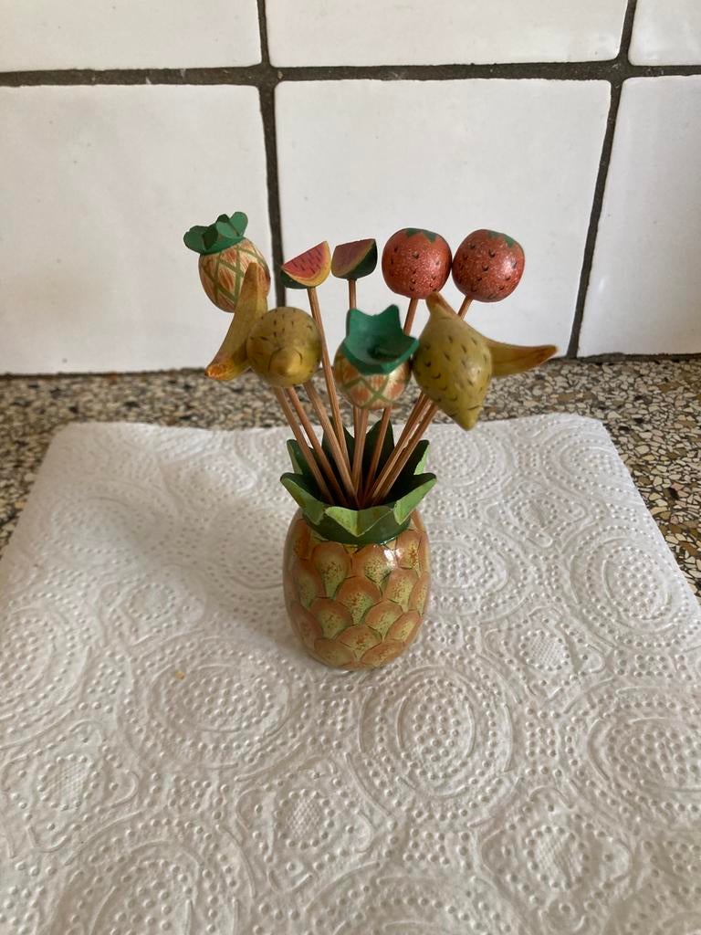 Houten prikkers fruit, Ophalen of Verzenden, Zo goed als nieuw