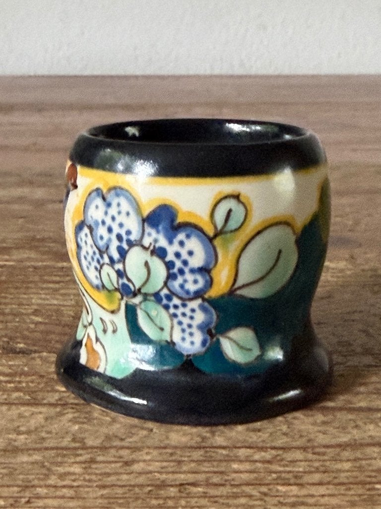 Potje - Antiek Gouda plateel tandenstokerhouder, Ophalen of Verzenden