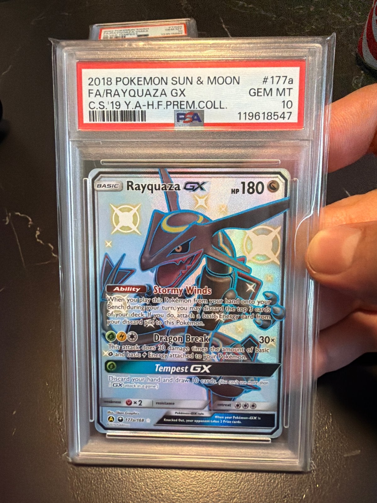 PSA 10 Rayquaza GX #177a Full Art Pokémon Kaart, Ophalen of Verzenden, Nieuw, Losse kaart, Foil