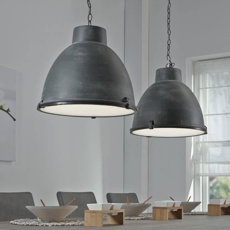 Industriële hanglamp 'Brigida'  dubbele kap grijs, Ophalen of Verzenden, Zo goed als nieuw, Metaal, Minder dan 50 cm