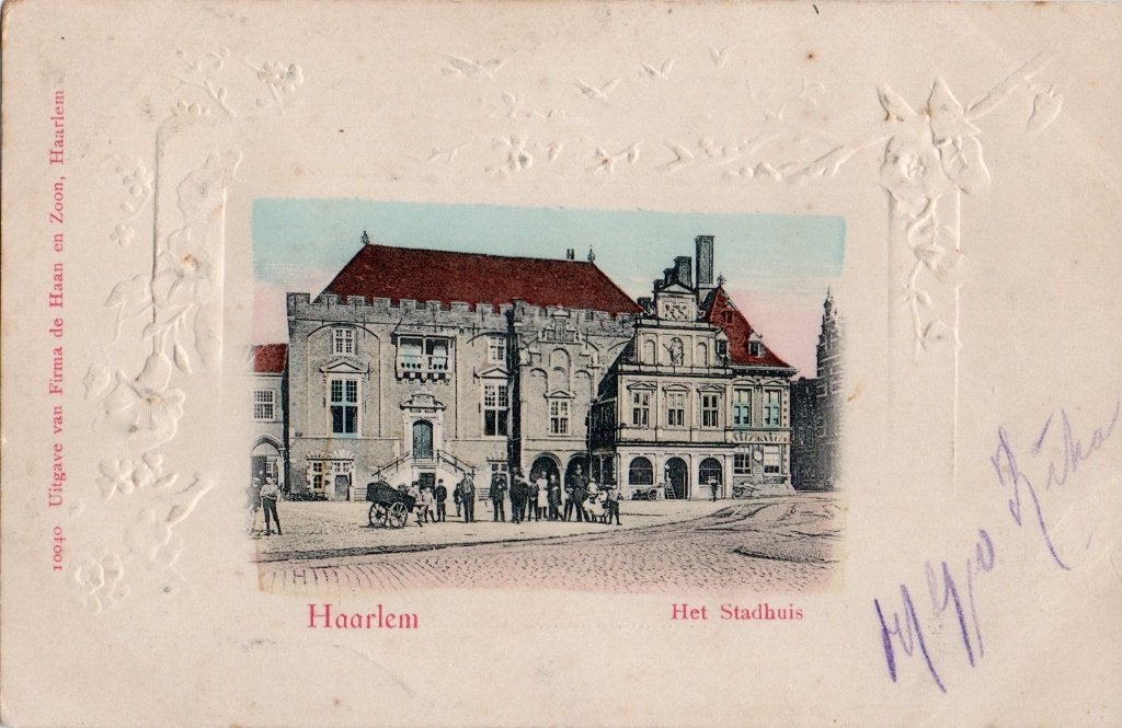 Haarlem, Vogellijnkaart met Het Stadhuis. 7715, Ophalen of Verzenden, Voor 1920, Ongelopen, Noord-Holland
