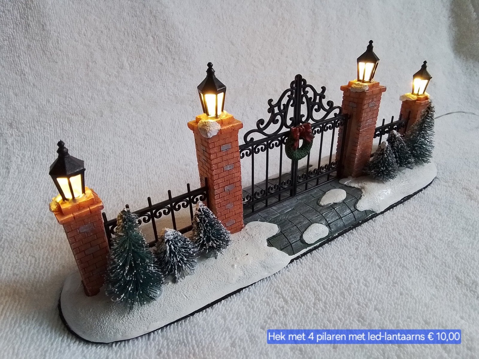 Kerstdorp Toegangshek met 4 led-lantaarns, Diversen, Ophalen, Nieuw
