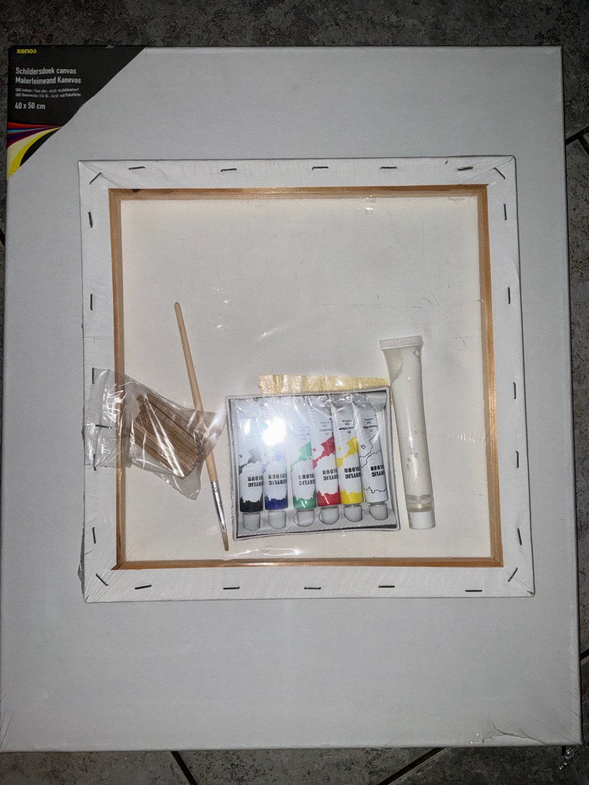 Schilderset: Canvas, Acrylverf, Kwasten & Palet, Ophalen of Verzenden, Zo goed als nieuw, Overige typen