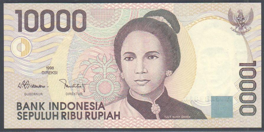 Indonesia 10.000 Rupiah 1998/2001 Replacement, Postzegels en Munten, Bankbiljetten | Azië, Verzenden, Zuidoost-Azië, Los biljet