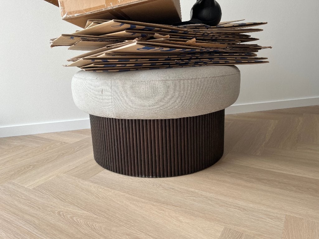 Westwing poef met opbergruimte, Ophalen, Rond, Minder dan 50 cm, Zo goed als nieuw