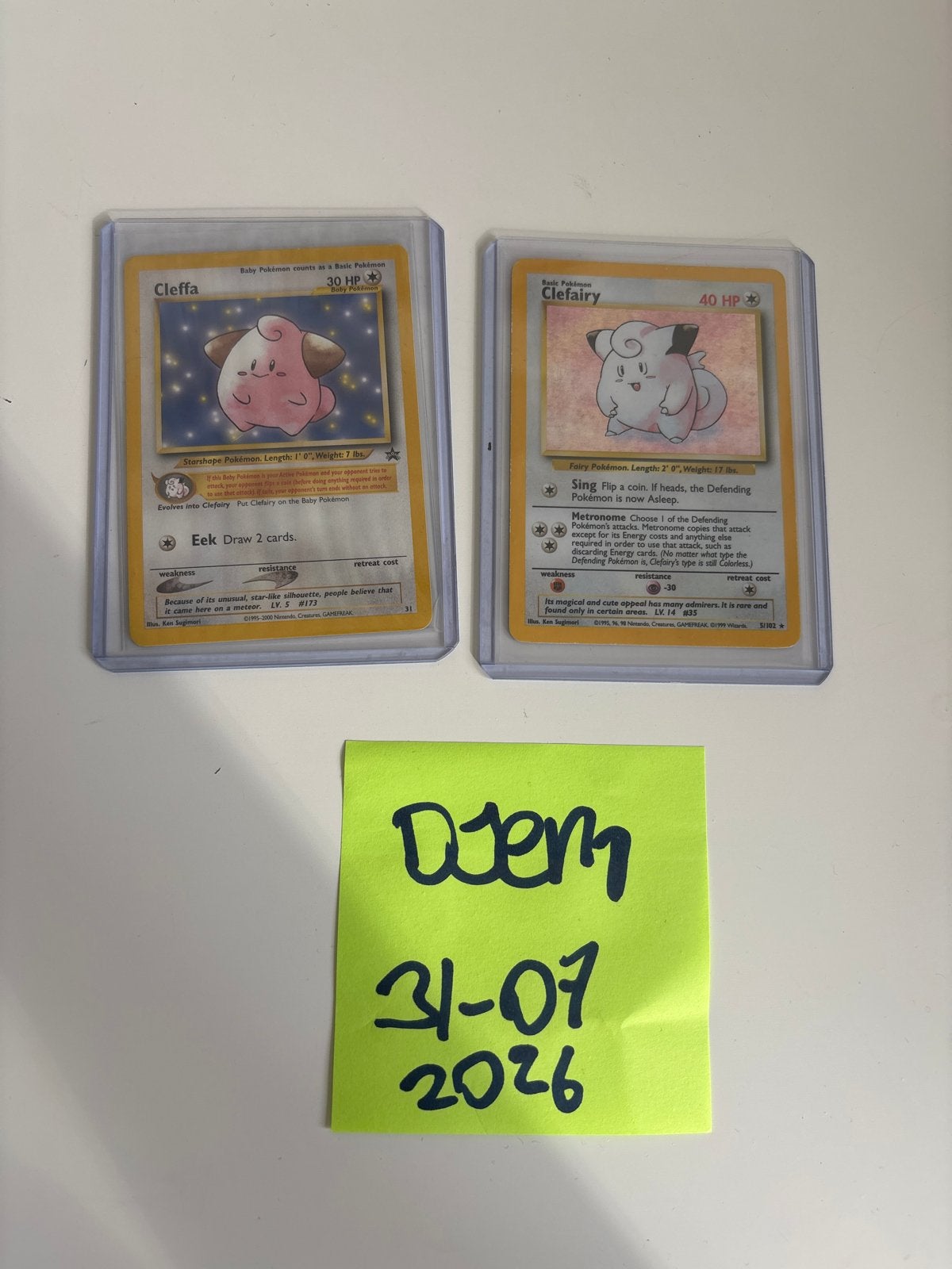 Cleffa WOTC PROMO NON HOLO & Clefairy Base Set Holo, Ophalen of Verzenden, Gebruikt, Meerdere kaarten, Foil