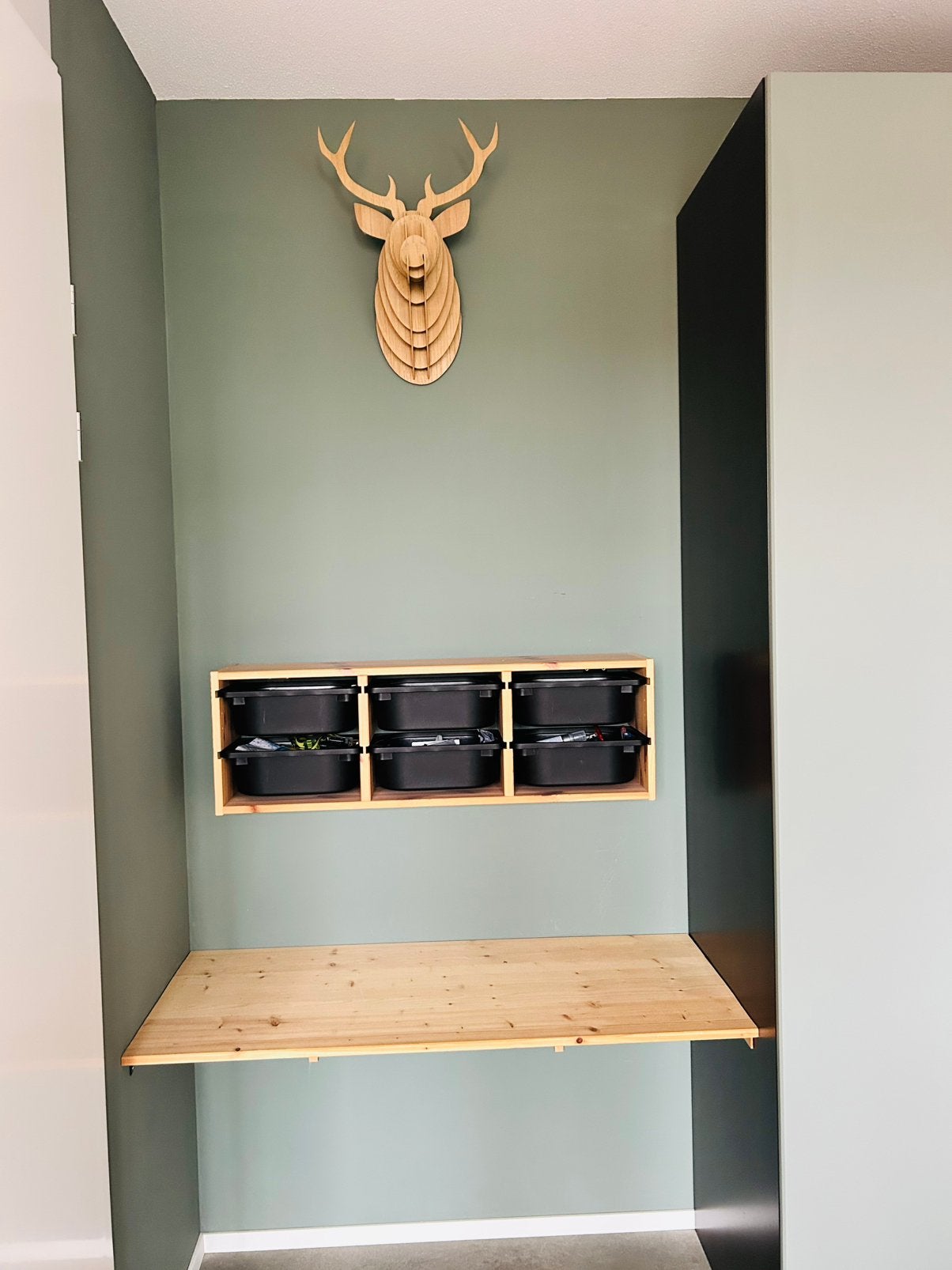 IKEA TROFAST wandkastje met 6 zwarte opbergbakken, Ophalen, Zo goed als nieuw