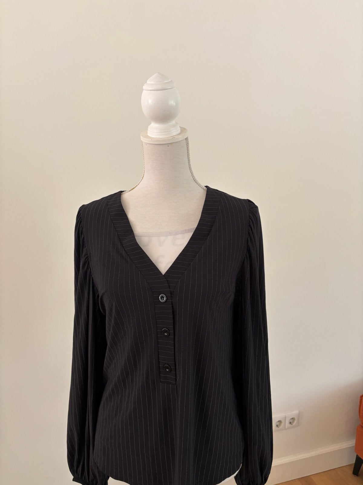 Studio Anneloes Marly Pinstripe Blouse Zwart/Wit Maat S, Verzenden, Nieuw, Maat 36 (S), Zwart