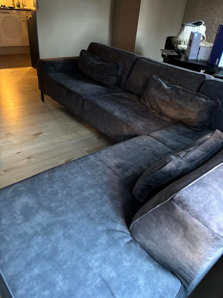 Hoekbank antraciet velvet, Ophalen, Gebruikt