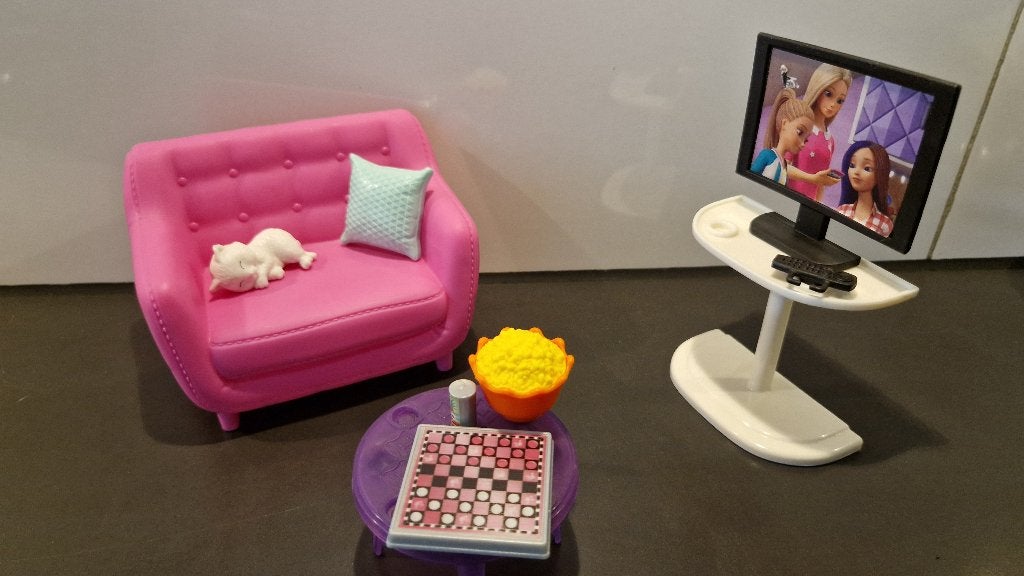 Meubels barbie, tv hoek, Ophalen of Verzenden, Zo goed als nieuw, Toebehoren