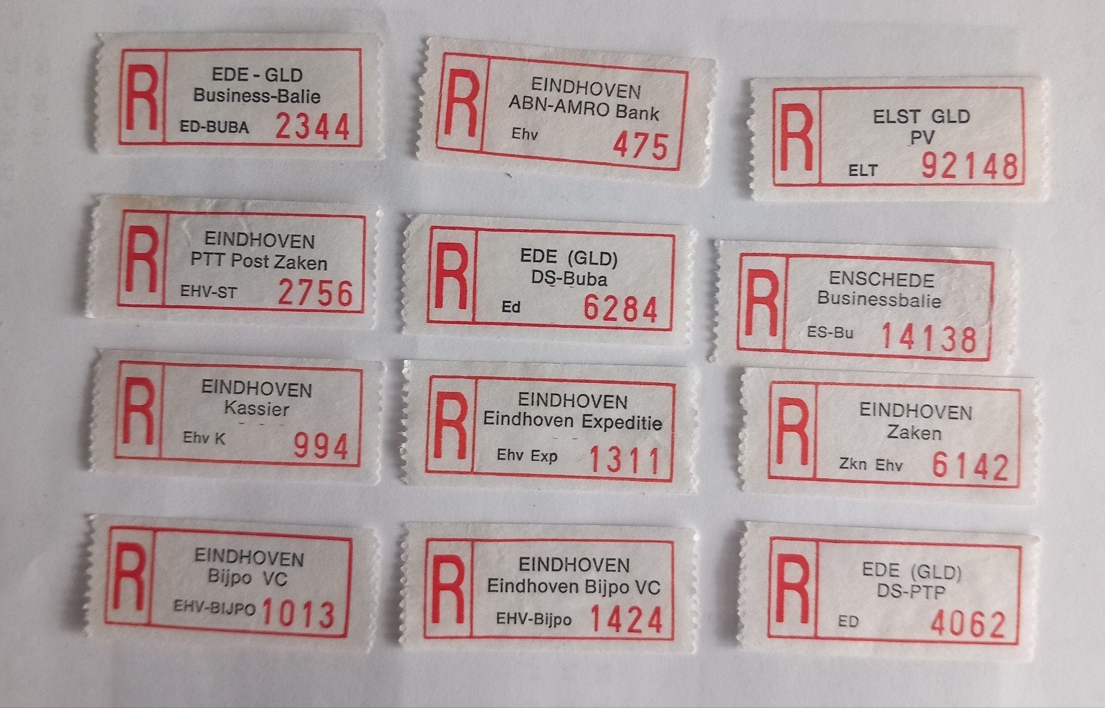 Aantekenstrookjes  e Bedrijfsnamen, Postzegels en Munten, Postzegels | Nederland, Ophalen of Verzenden