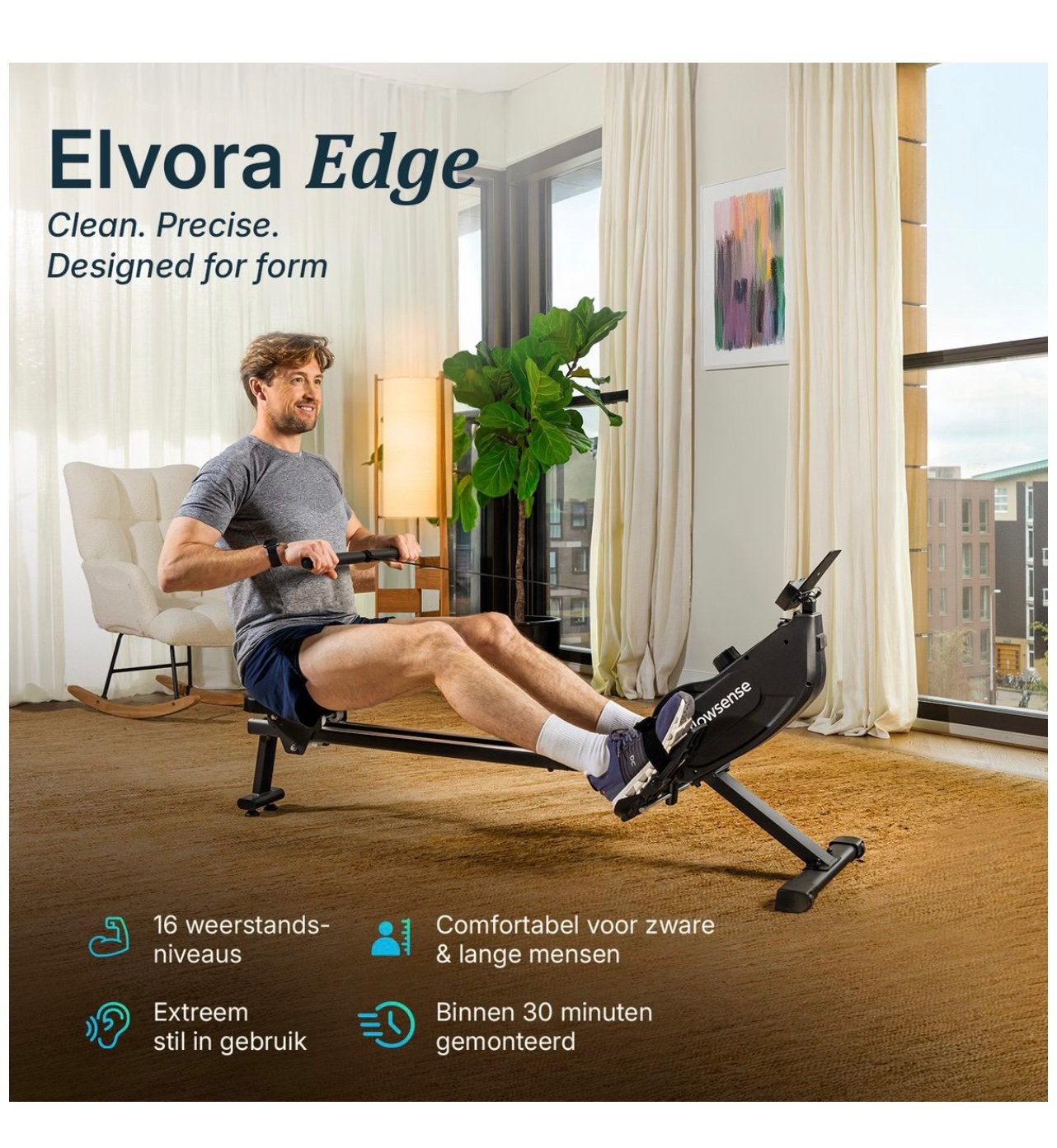 Roeitrainer Elvora Flowsense Edge ZGAN!, Sport en Fitness, Ophalen, Zo goed als nieuw