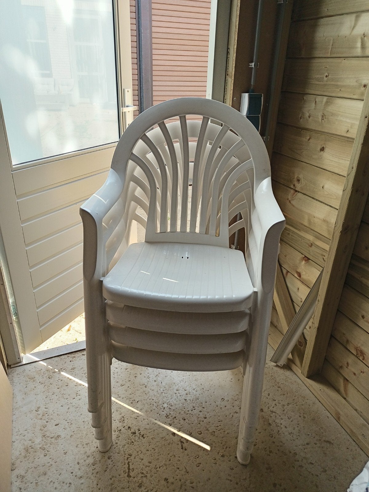 Hartman tuinstoelen 4 stuks wit, Tuin en Terras, Tuinstoelen, Ophalen, Gebruikt, Kunststof, Stapelbaar