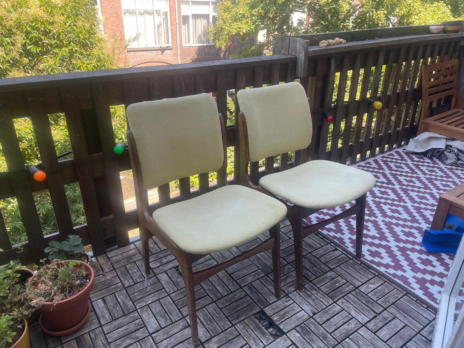 Twee Mid centrury eettafelstoelen, Ophalen, Gebruikt, Twee, Bruin