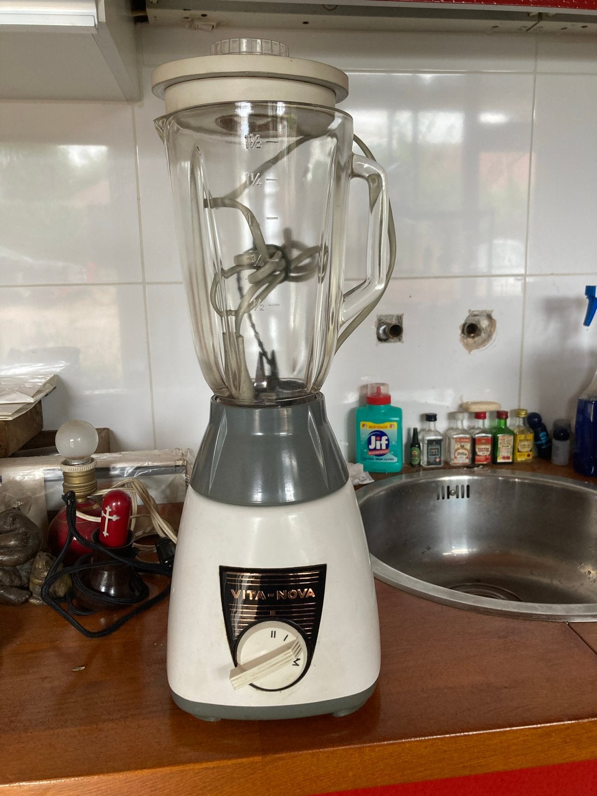 Vintage Vita-Nova Blender - Wit/Grijs, Witgoed en Apparatuur, Blenders, Gebruikt, Blender, Ophalen