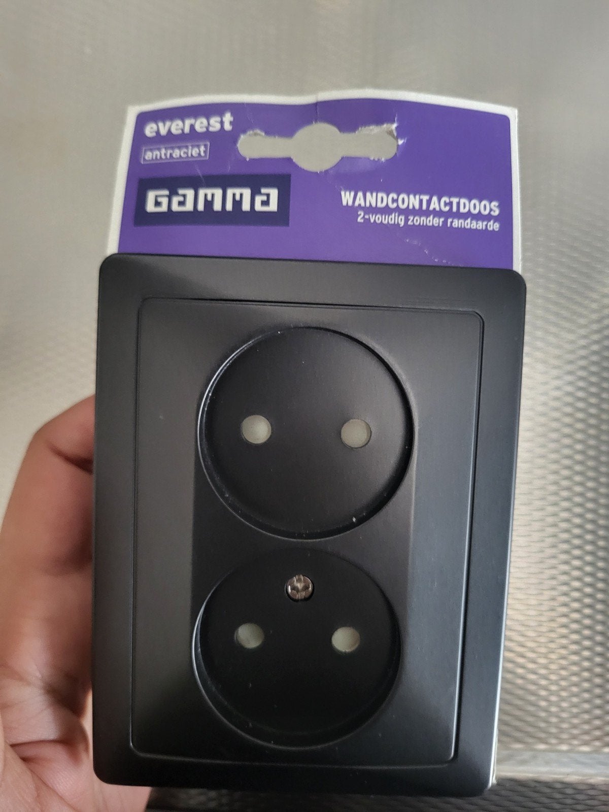 Gamma Everest Antraciet Wandcontactdoos 2-voudig, Doe-het-zelf en Verbouw, Ophalen