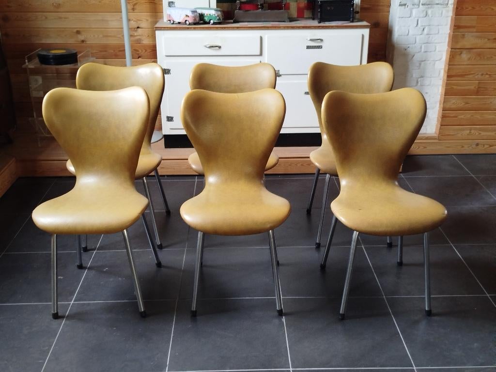 Set van 6  vintage vlinderstoelen, Huis en Inrichting, Ophalen, Gebruikt, Bruin, Vijf, Zes of meer stoelen