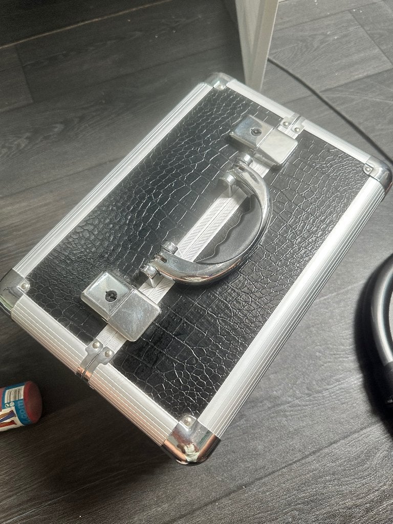 Kappers koffer zwarte slangenprint, Sieraden, Tassen en Uiterlijk, Beautycases, Ophalen, Zwart, Zo goed als nieuw, Met slot