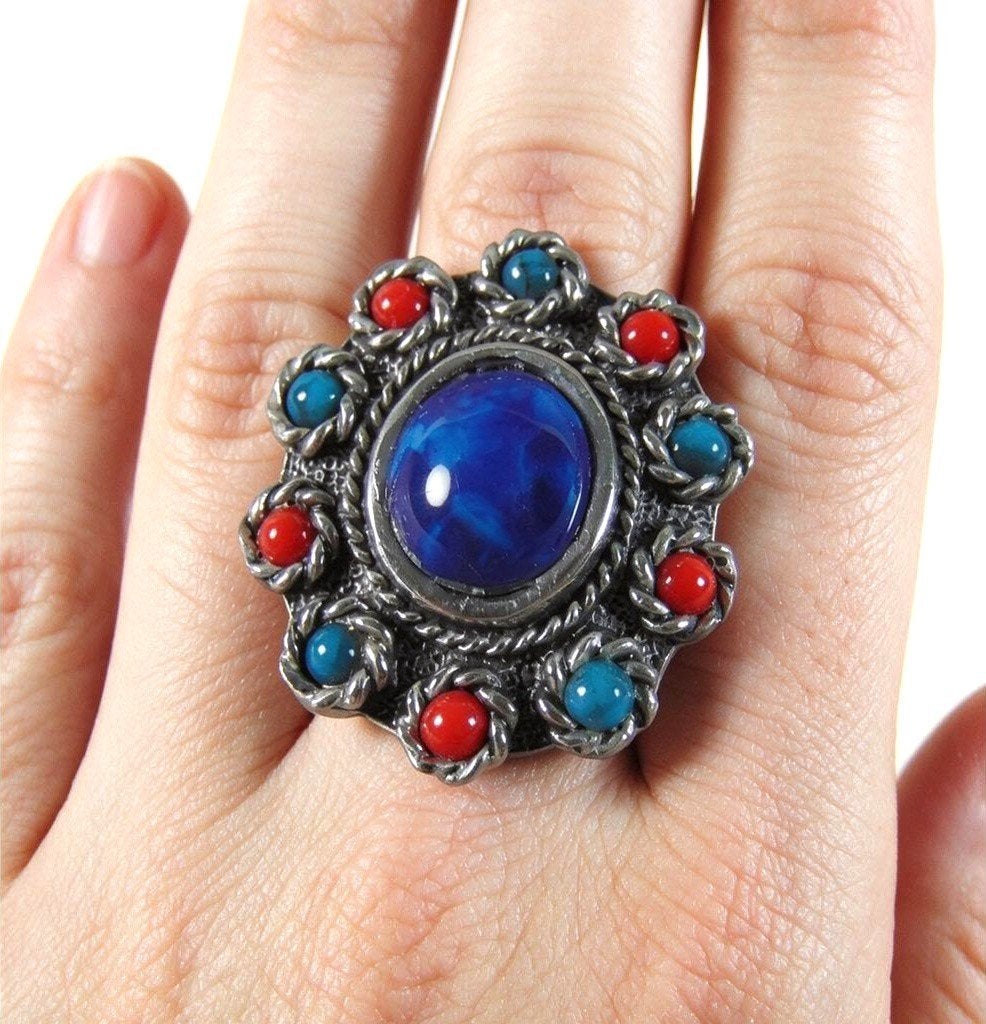 1970 Vintage SARAH COVENTRY faux Lapis Lazuli ring!