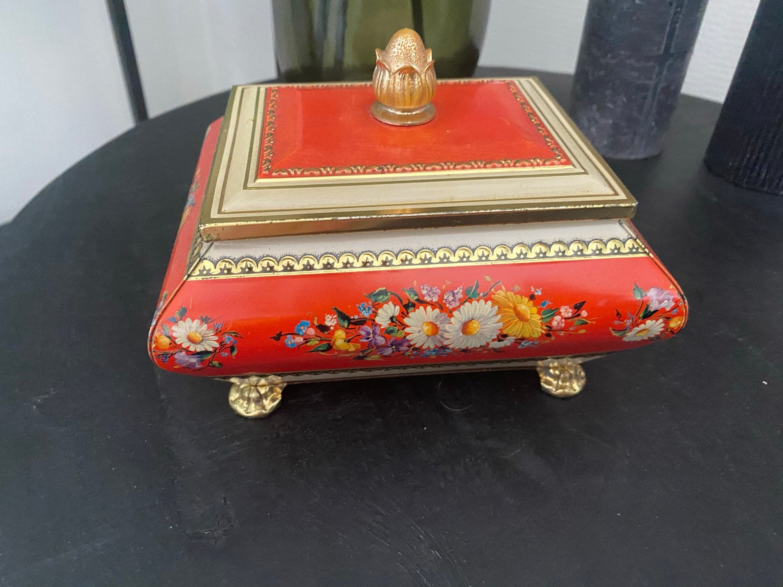 Vintage Jamin chocoladeblik met bloemendecoratie, Verzamelen, Ophalen of Verzenden, Gebruikt, Overige, Overige merken