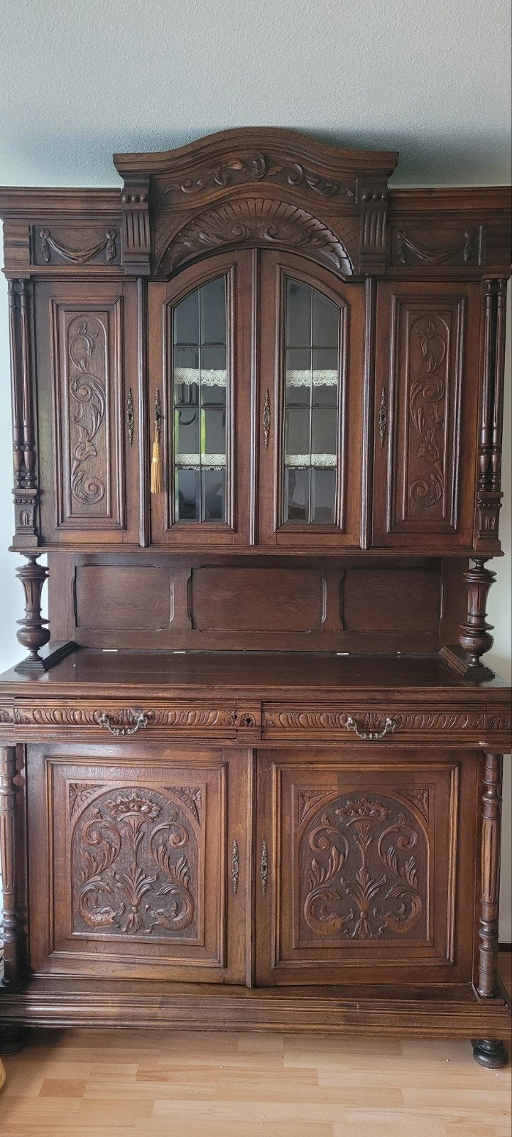 Vintage Buffetkast / Dressoir - Massief Hout, Huis en Inrichting, Gebruikt, 100 tot 150 cm, 200 cm of meer, Met lade(s)