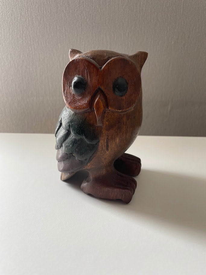Beeldje: Houten uil., Ophalen of Verzenden, Gebruikt, Vogel, Beeldje of Figuurtje