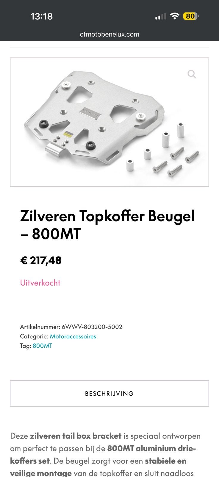 CF MOTO 800MT Topkoffer bevestigingsplaat, Ophalen of Verzenden