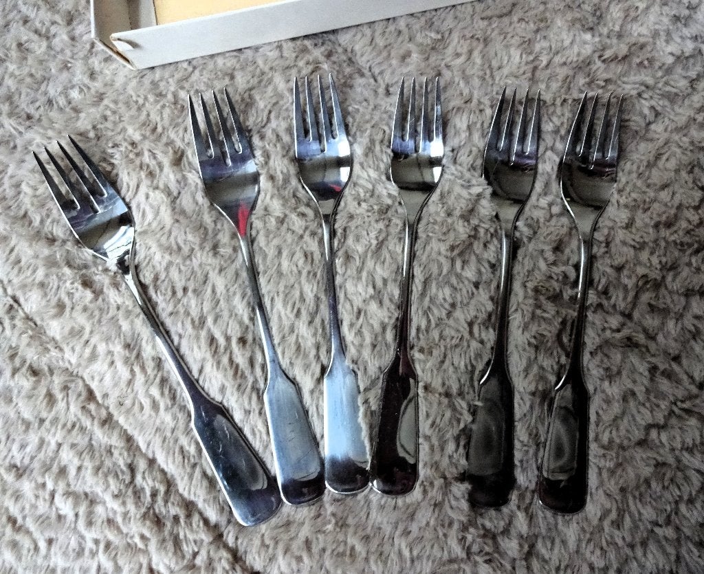 6 Wilkens vis bestek vorken +/- 20 cm, Huis en Inrichting, Keuken | Bestek, Gebruikt, Verzenden, Bestekset, Rvs of Chroom