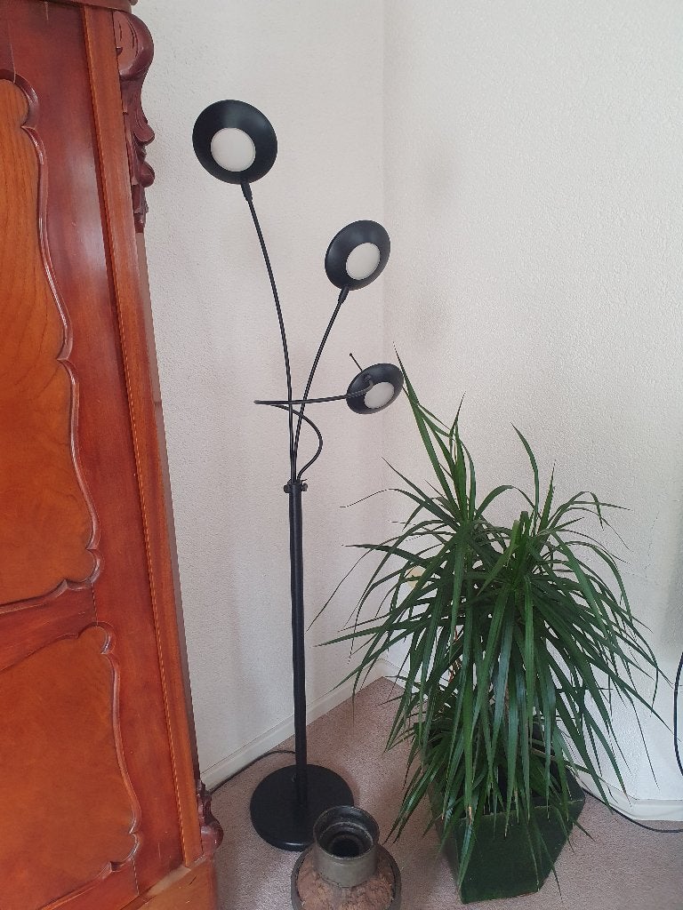 Moderne zwarte Dimbare vloerlamp 3 verstelbare lichtpunten, Ophalen, Zo goed als nieuw, Metaal, 150 tot 200 cm