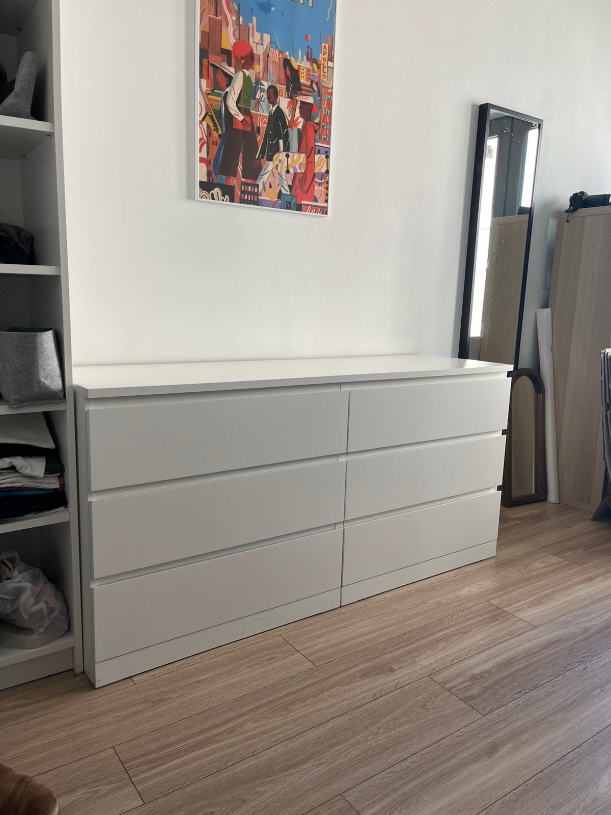 IKEA MALM 6 lades, wit, Huis en Inrichting, Ophalen, 5 laden of meer, 150 tot 200 cm, Zo goed als nieuw