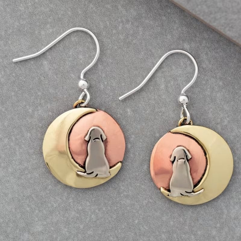 Goud/koperkleurige oorbellen Golden Retriever., Overige materialen, Hangers, Nieuw, Ophalen of Verzenden