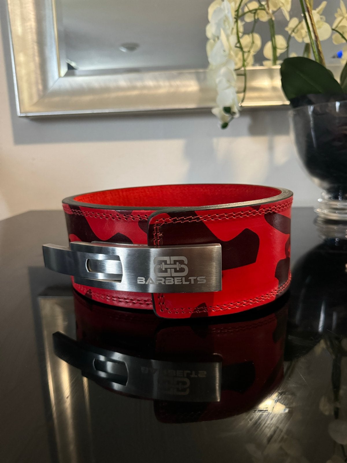 Barbelts Powerlifting Lever Belt - Rood Camo, Ophalen of Verzenden, Zo goed als nieuw, Rug, Overige typen