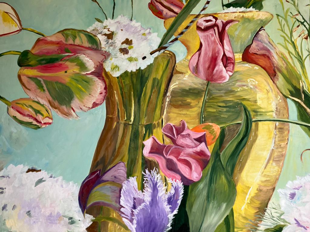 Schilderij 'Bloemen in vaas' van Ineke Pas (2011), Ophalen of Verzenden