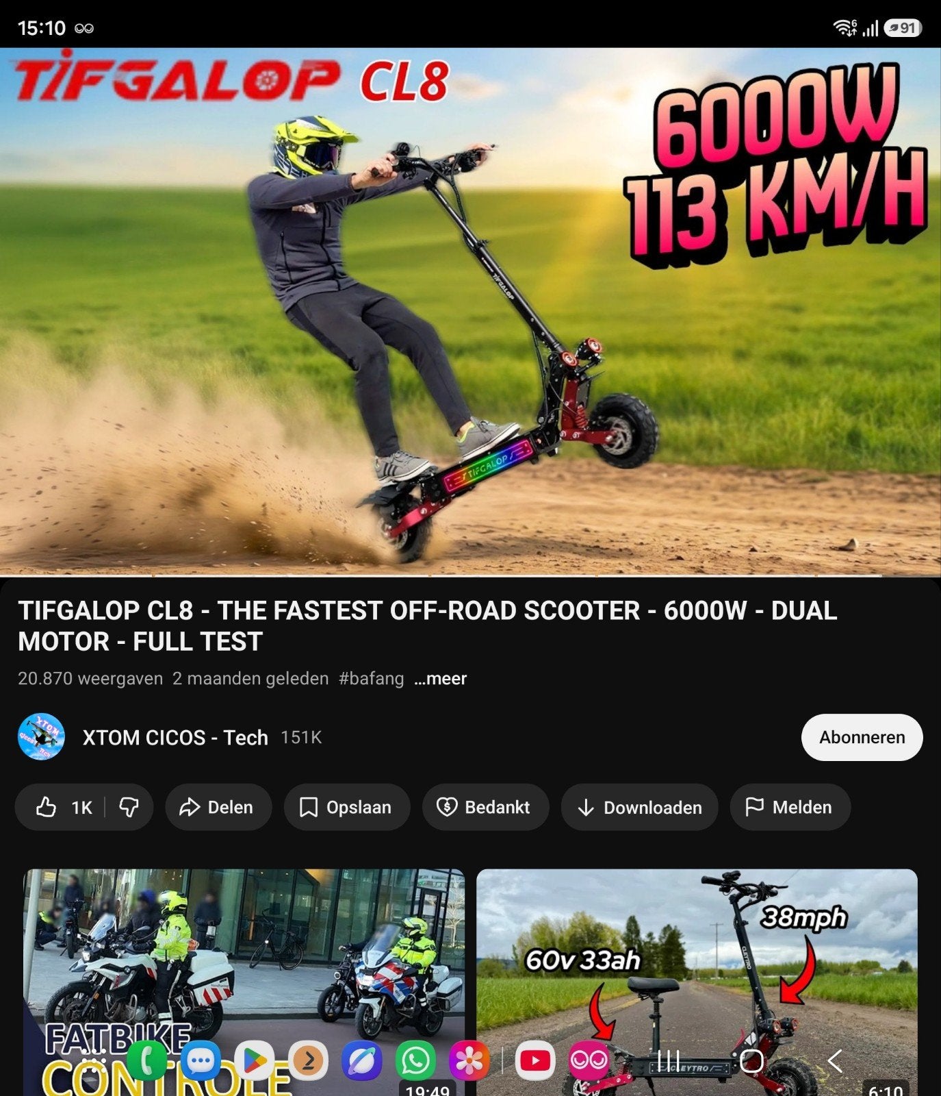 Tifgalop CL8 6000W Electrische Step - 110+ km/u !! NIEUW, Ophalen of Verzenden