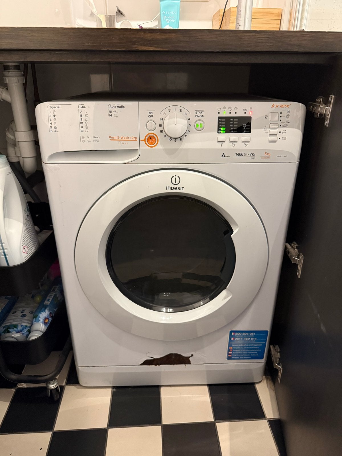 Indesit Innex XWDA 751480 was-droogcombinatie 7/5 kg, 6 tot 8 kg, Ophalen, Gebruikt, 85 tot 90 cm