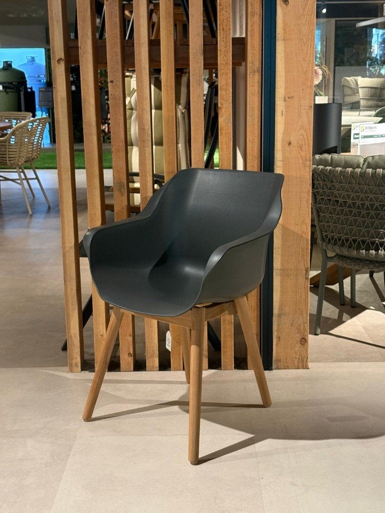 Sophie Teak diningstoel carbon black, Tuin en Terras, Ophalen, Zo goed als nieuw, Teakhout