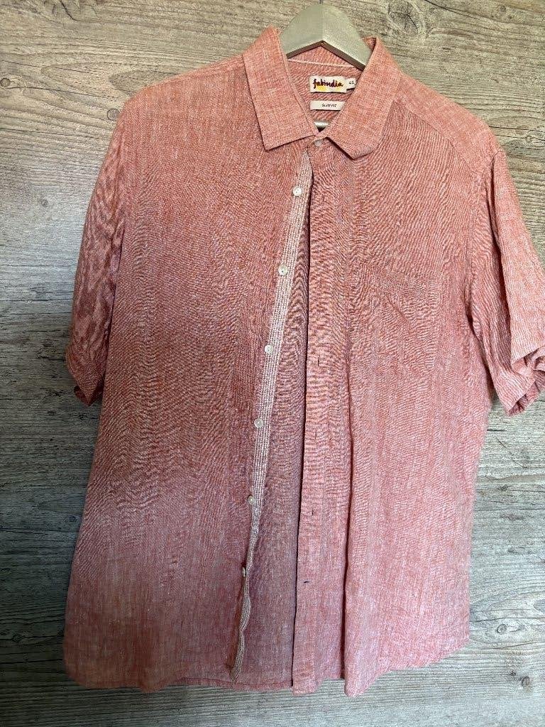 FAB INDIA ZACHT KATOEN OVERHEMD, MAAT: XL, Ophalen of Verzenden, Zo goed als nieuw, Roze, Halswijdte 43/44 (XL)