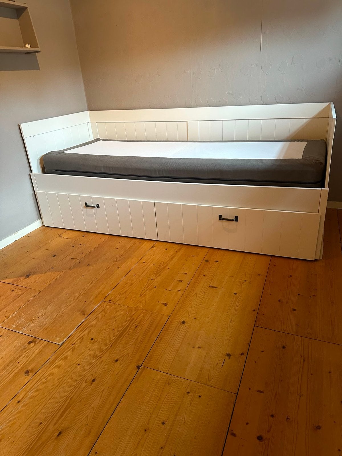 IKEA bedbank met 2 matrassen, Ophalen, Gebruikt, Wit, Tweepersoons