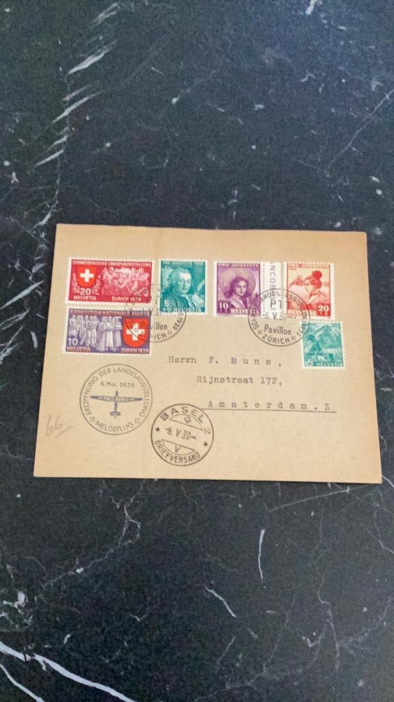 Luchtpost enveloppe Zwitserland 1939, Ophalen of Verzenden, Envelop