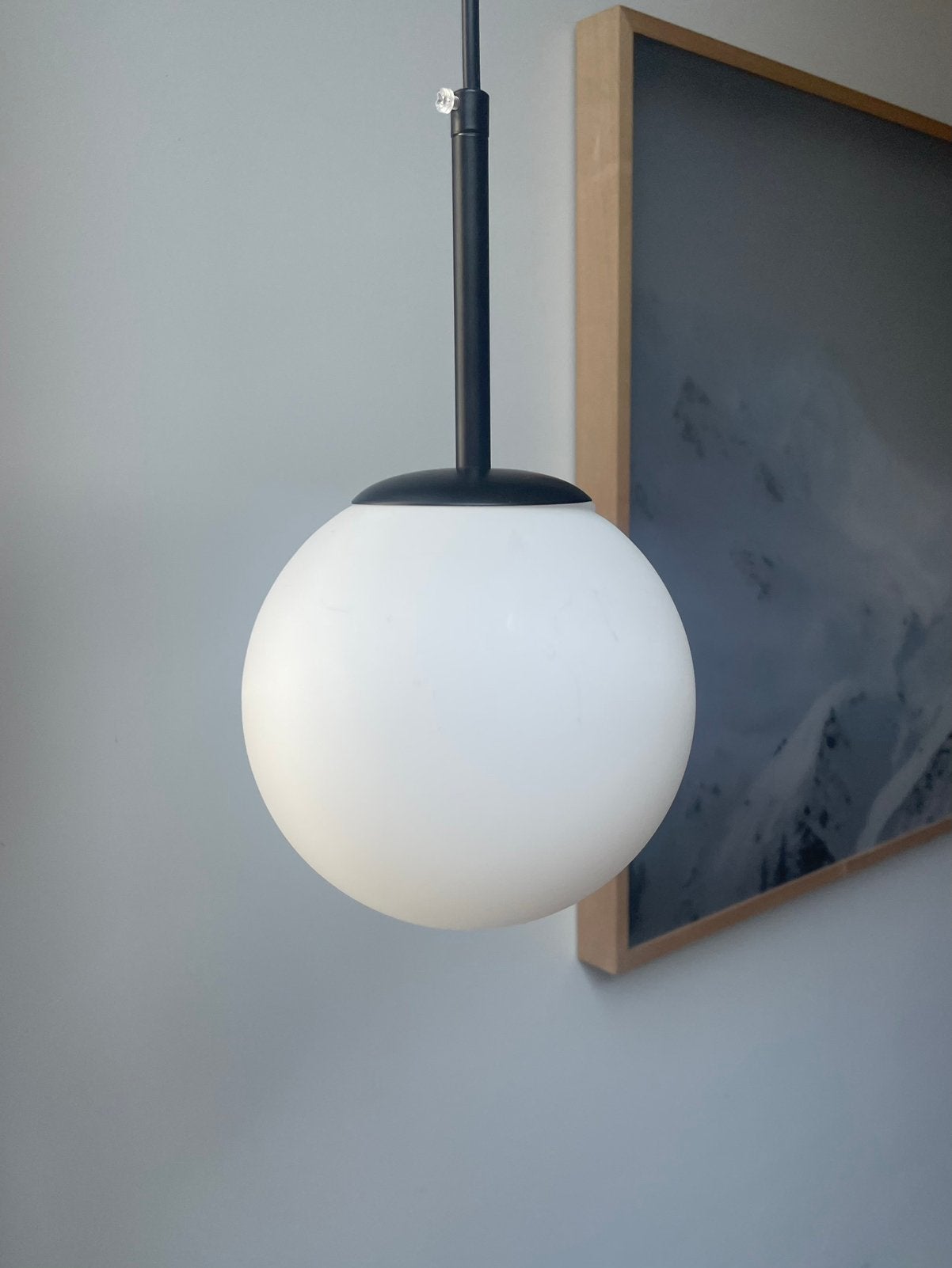 Opaalglazen bol hanglamp – melkglas – Ø 15 cm, Ophalen, Zo goed als nieuw, Glas