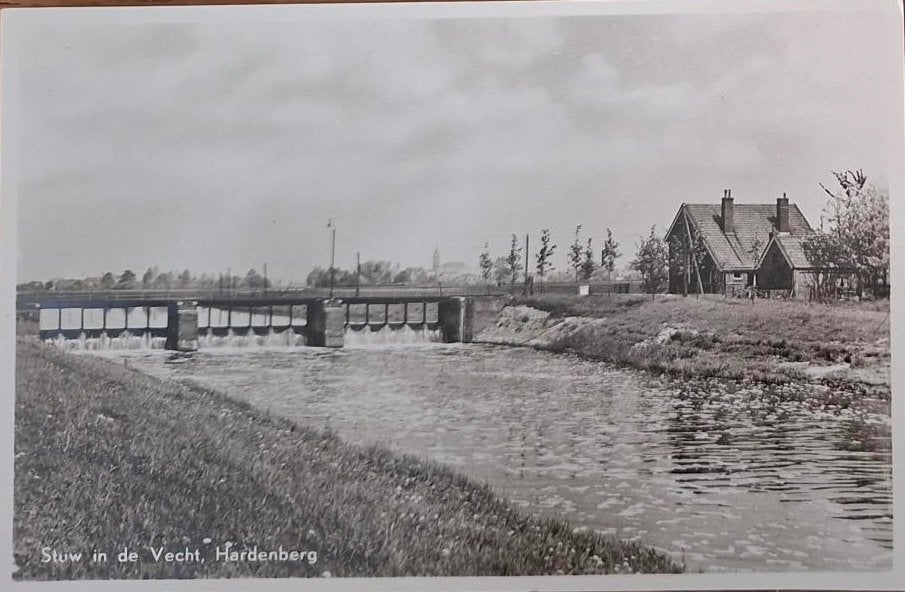 Hardenberg- Stuw in de Vecht- 1947, Verzenden, 1940 tot 1960, Gelopen, Overijssel