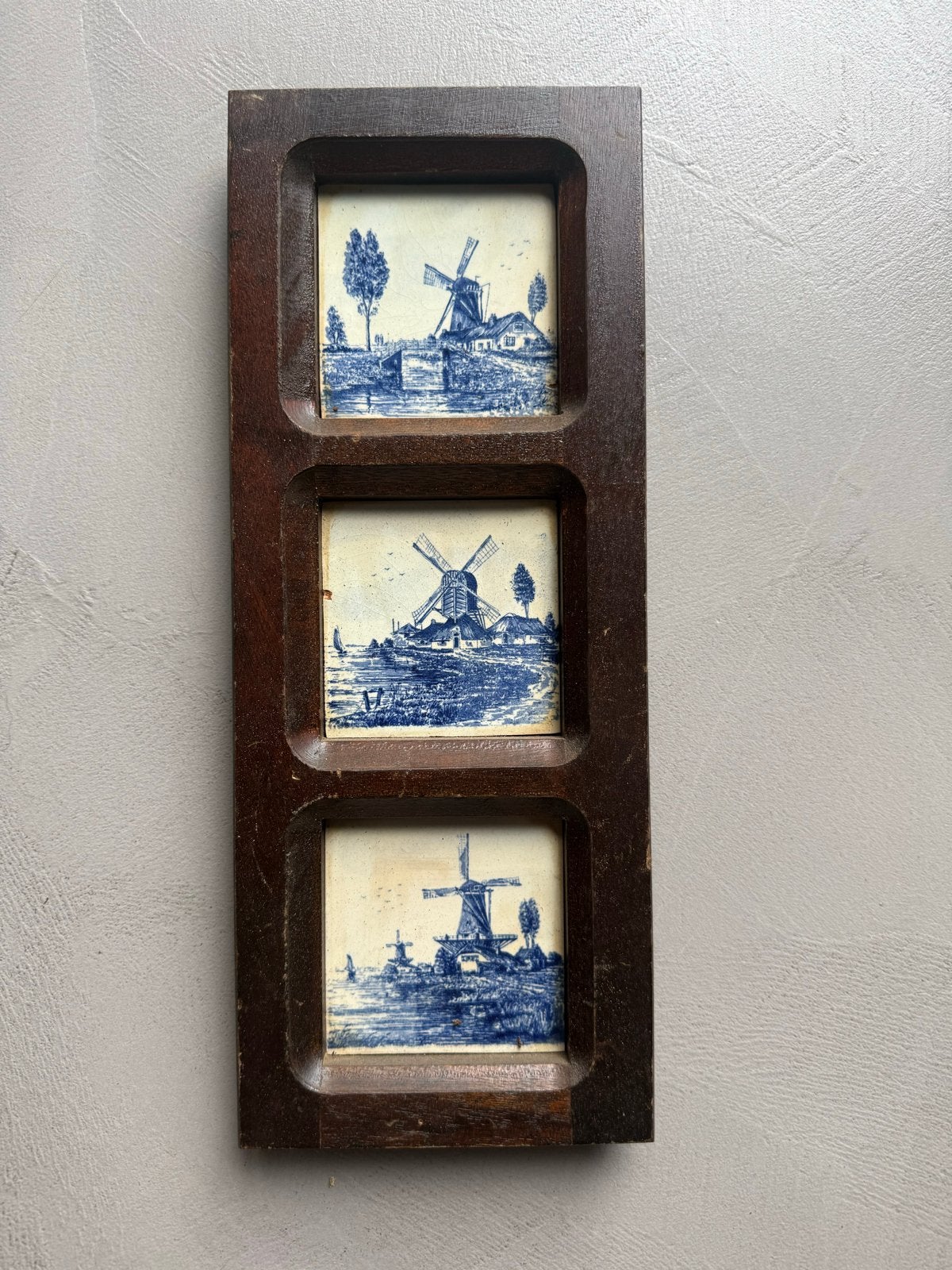 Vintage Delfts Blauw Tegeltableau met Molens, Ophalen