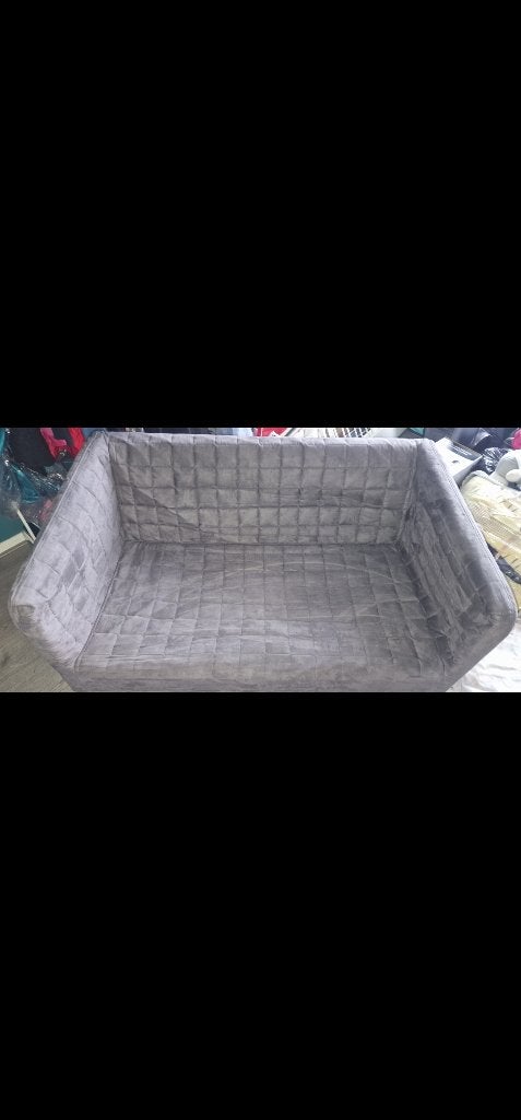 Grijs bankje (bieden mag ook), Huis en Inrichting, Ophalen, Tweepersoons, 75 tot 100 cm, Zo goed als nieuw