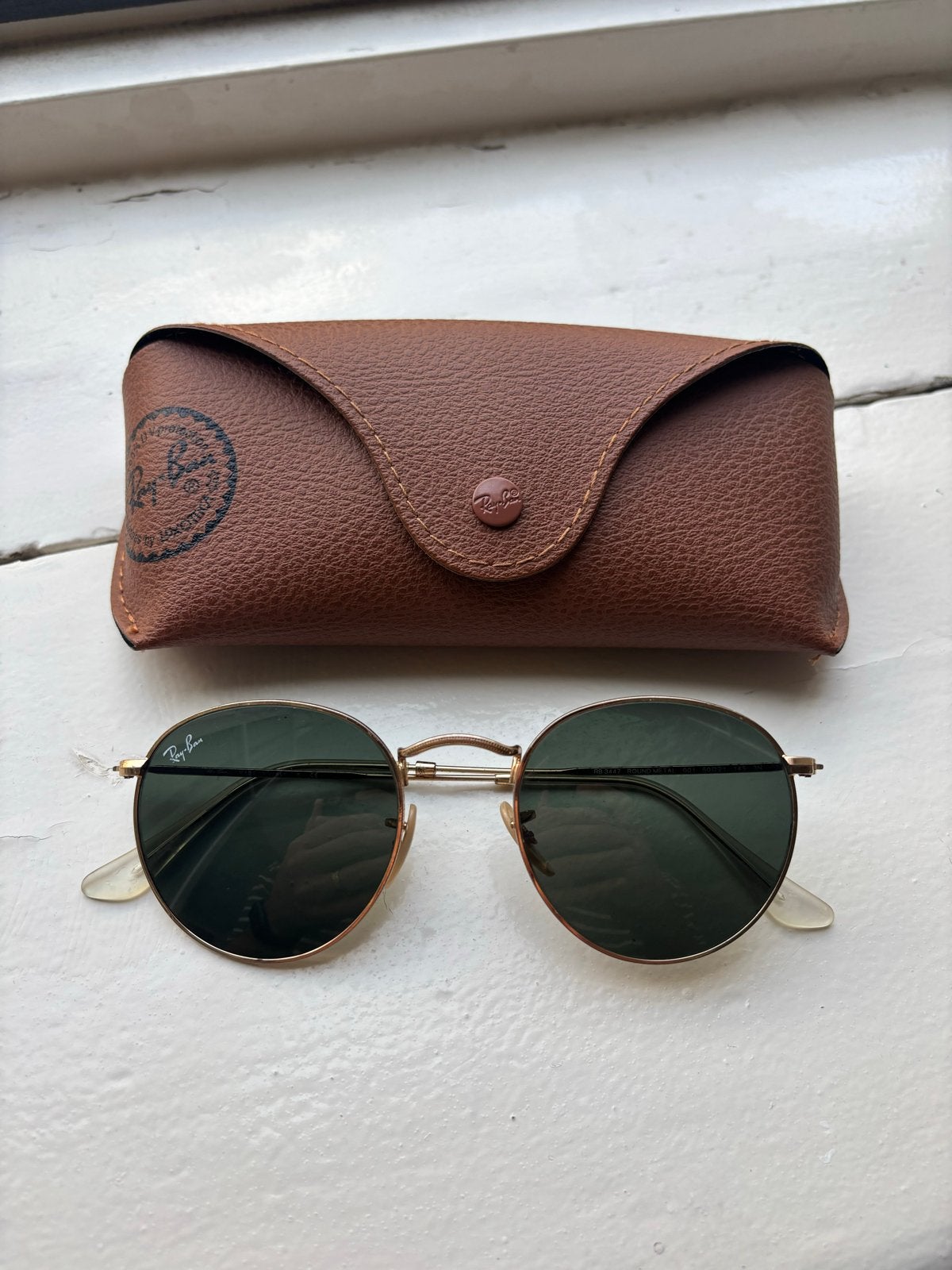 Ray-Ban Round Metal Zonnebril - Goud, Gebruikt, Zonnebril, Ophalen of Verzenden, Ray-Ban