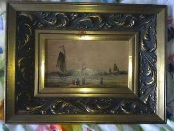 Schilderij is 20 cm bij 12cm en de lijst 37x27cm, Ophalen, Landschap