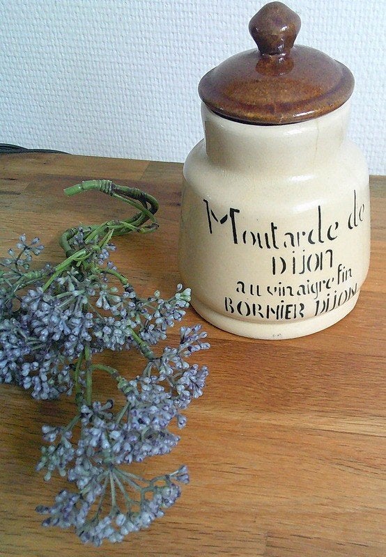 Vintage Bornier Dijon mosterdpot Franse aardewerken pot '60, Ophalen of Verzenden