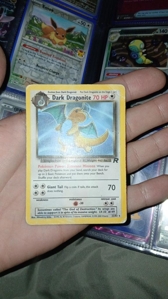 Dark Dragonite 1999 Team Rocket Base Set - Slechte staat, Hobby en Vrije tijd, Verzamelkaartspellen | Pokémon, Ophalen of Verzenden