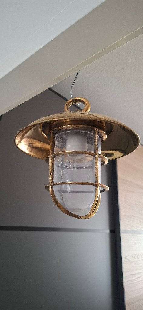 Vintage Messing Marinelampmet Schotelkap Sambin EX US Army, Ophalen of Verzenden