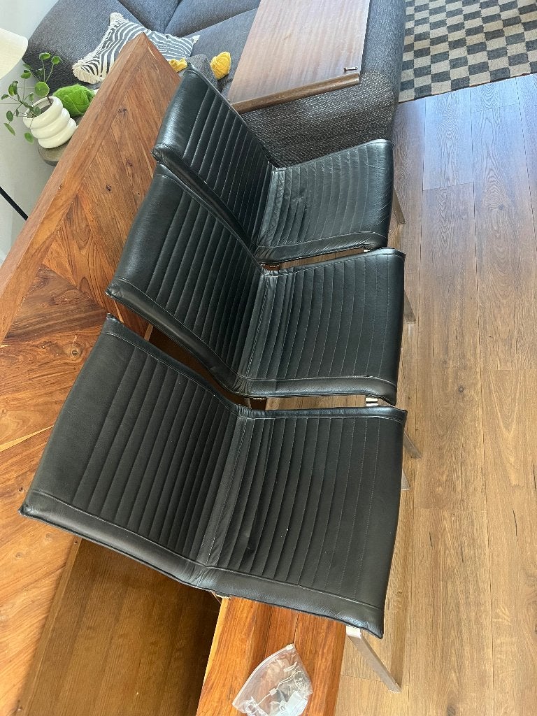 Leren stoelen Nomada, Huis en Inrichting, Ophalen, Gebruikt, Drie, Zwart
