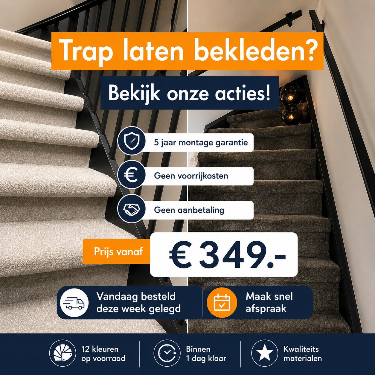 Trap laten bekleden?, Huis en Inrichting, Ophalen of Verzenden, Nieuw, Tapijt